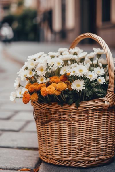 vintage basket of flowers