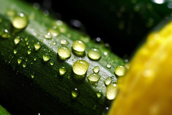Zucchini with water droplets