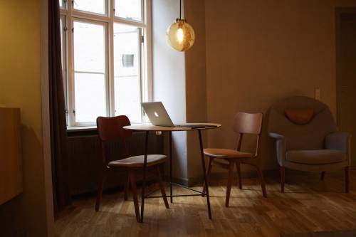   laptop  table  chair  floor  home  cottage 