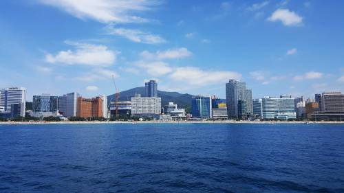 Skyline of Busan across the water in South Korea image 