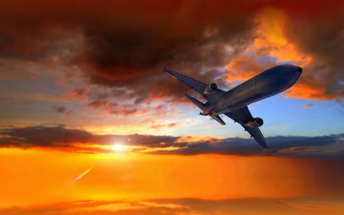   plane  sunset  air travel  sky  airplane 