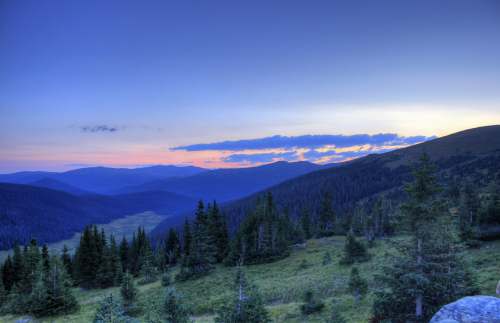 Rocky Mountains at Dusk at Rocky Mountains National Park 