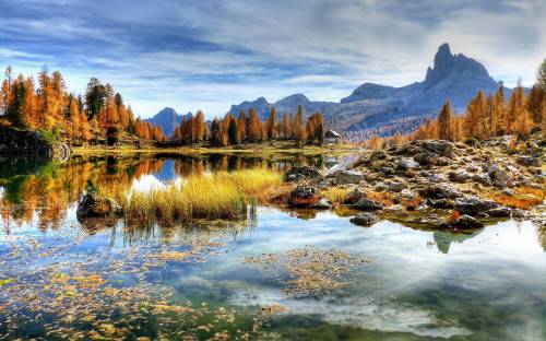 Beautiful Landscape with Mountains and Lakes with sky in 