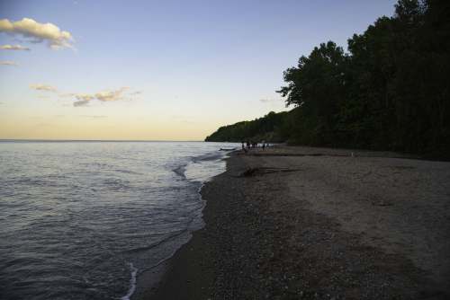 Landscape of the Lakeshore at Dusk image - Free
