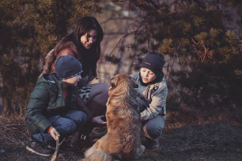 Family Woman Children Dog  - NegativeSpace