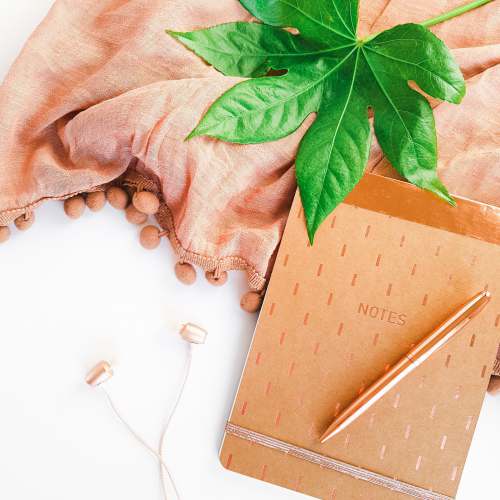  brown book with green leaves 