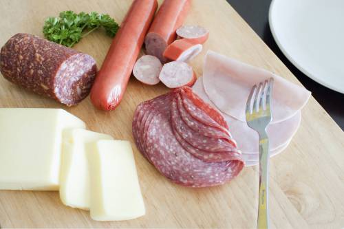 German breakfast with meat and cheese - Free Stock Image