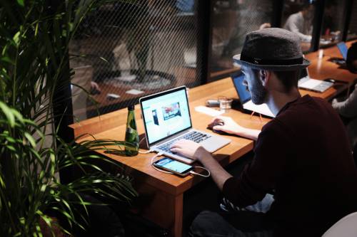 Man MacBook Desk Wood Hat  - NegativeSpace